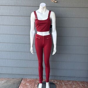 Hera Collection Red Ribbed Crop Top & High-Waist Leggings Set